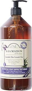 A LA MAISON Lavender Aloe Liquid Hand Soap - Triple French Milled Natural Moisturizing Hand Soap Refill (33.8 oz Bottle)