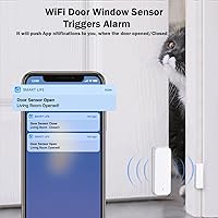 Vista 2 de Detector de ventana con sensor de puerta WiFi: sensor de contacto inteligente de ventana, detector magnético inalámbrico de puerta abierta