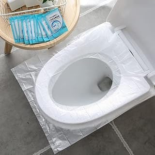 NEAGLORY 100 Pack Waterproof Non-Slip Disposable Plastic Toilet Seat Covers - Individually Wrapped for Travel, Potty Training, Public Restrooms