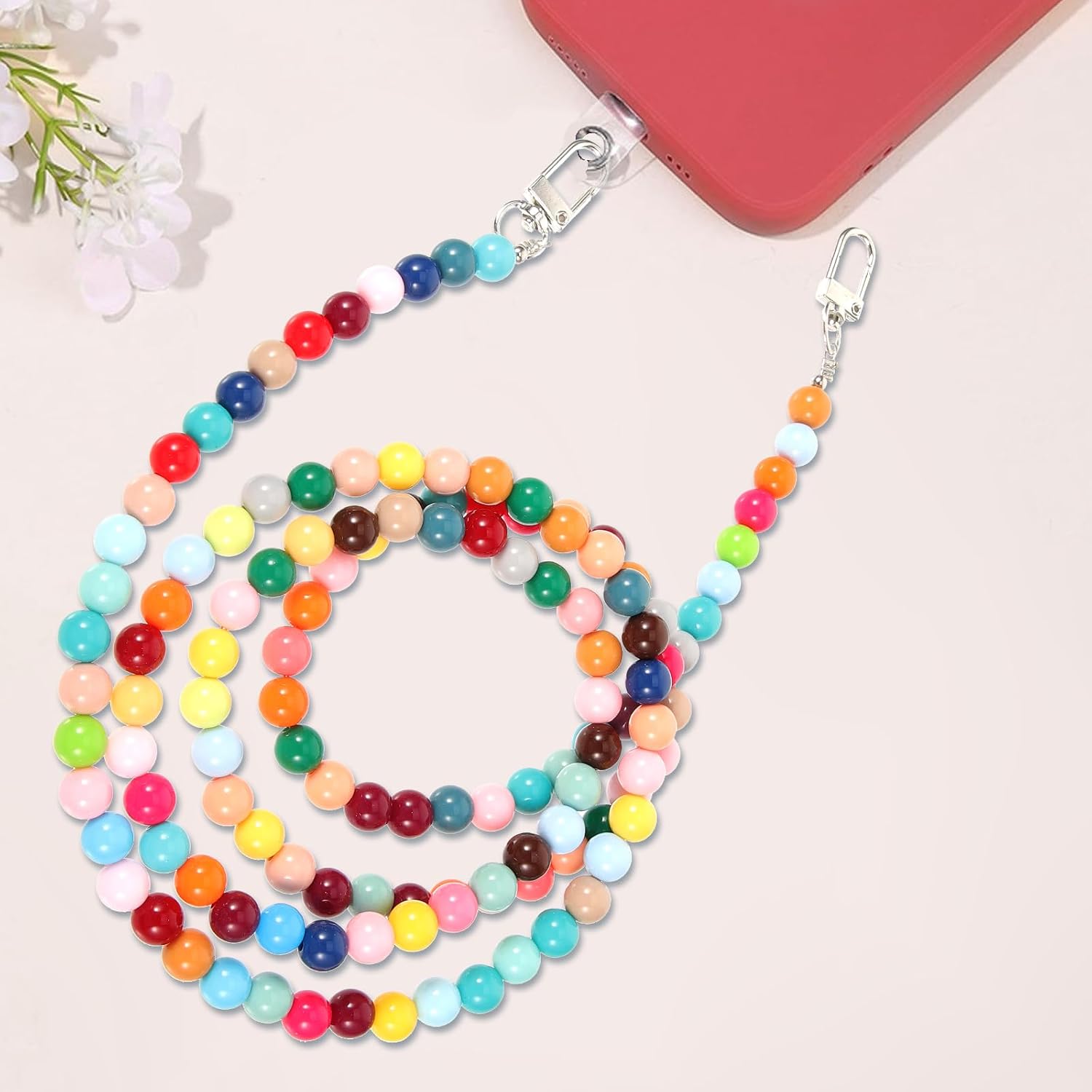 Angoily Buckle Mobile Phone Chain Cell Phone Crossbody Strap Beaded Keychain Wristlet Usb Lanyard Wristlet Strap Lanyard Neck Lanyard Keychain Lanyard Plastic Phone Case -fall, 0.8x122cm, As Shown 4