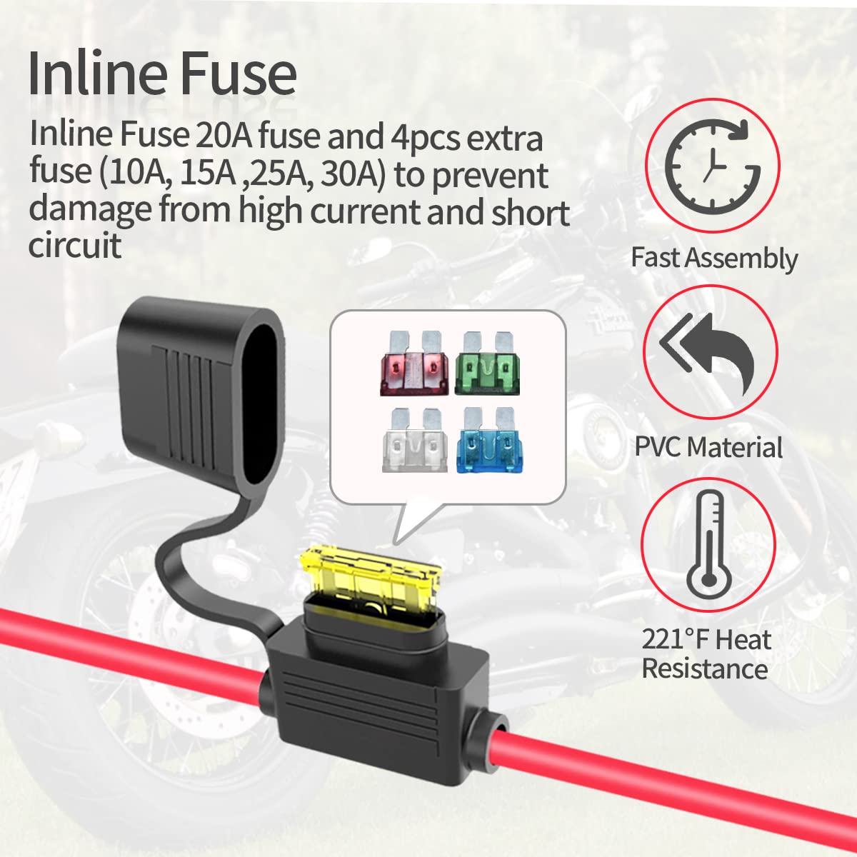 Cavo Di Prolunga SAE 10 AWG 1,5m Con Portafusibile – Impermeabile, Antigelo, Con Fusibili 10A-30A, Per Batterie E Pannelli Solari - 2
