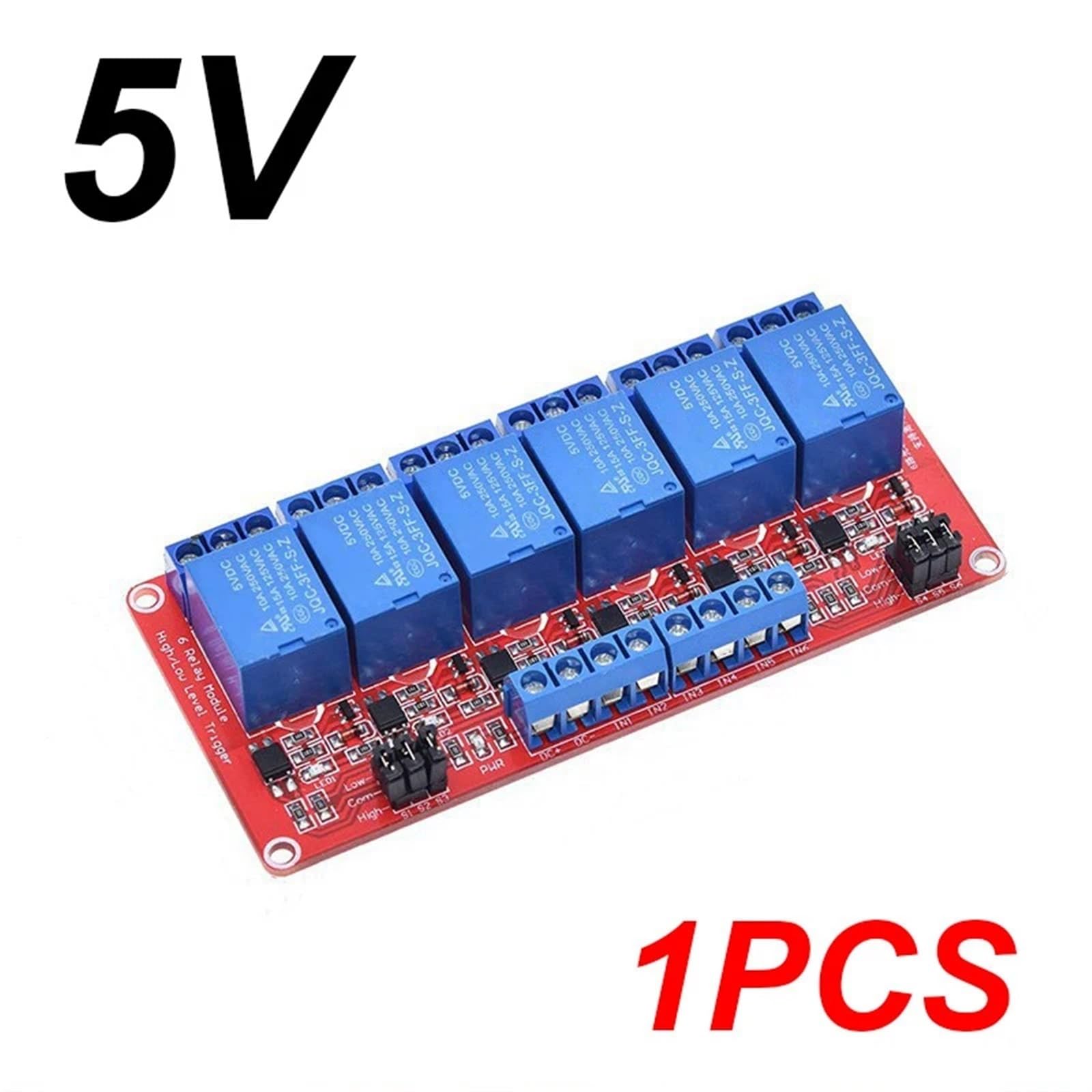 Módulo de relé de 12V, 5V, 2 Canales, 4/6/8, Compatible con módulo de Control PLC, Aislamiento de optoacoplador, señales de Disparo de Alto Nivel y bajo Nivel(5V 6CH X 1PCS)