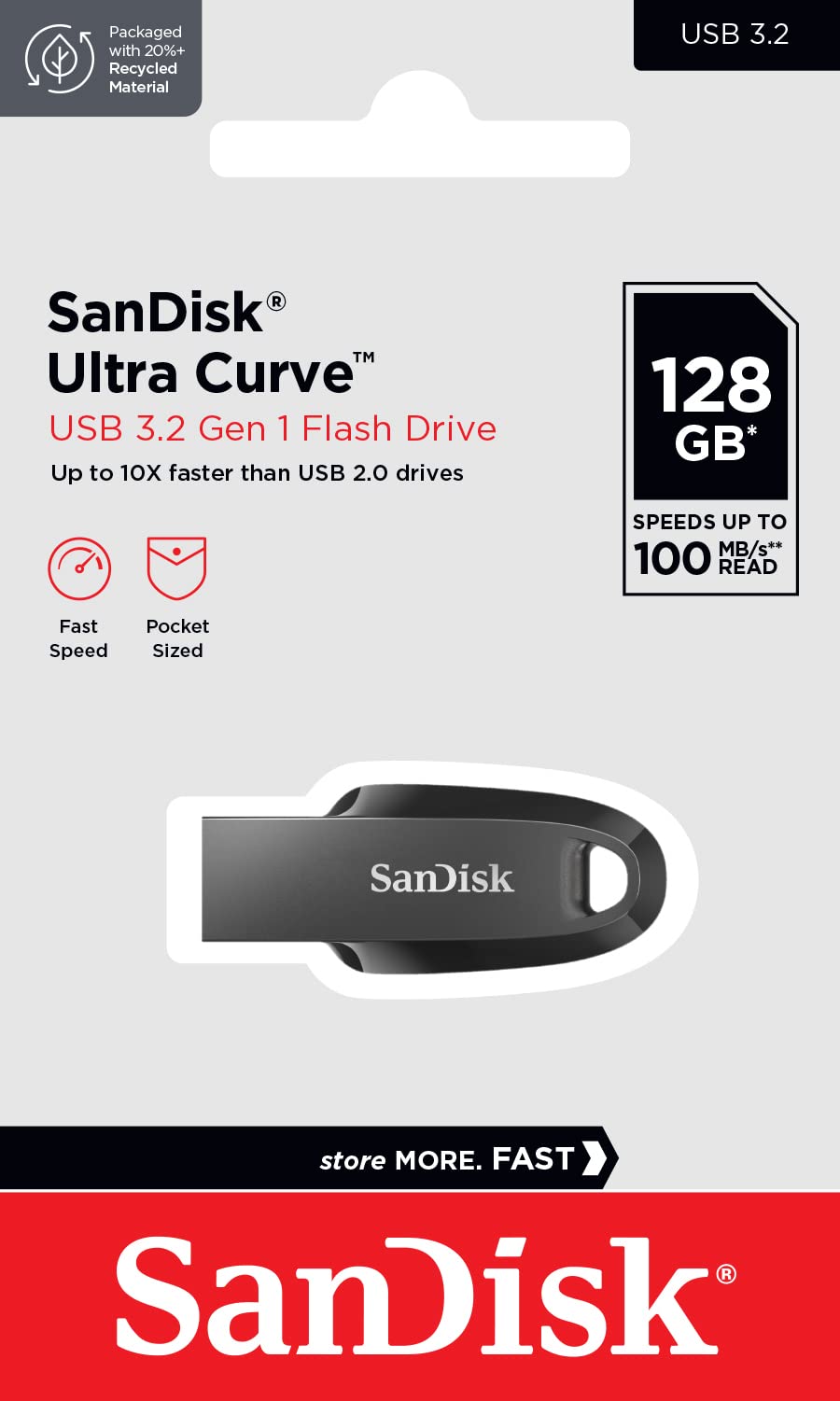 SANDISK Ultra Curve 128GB Flash Drive - USB 3.2 -5