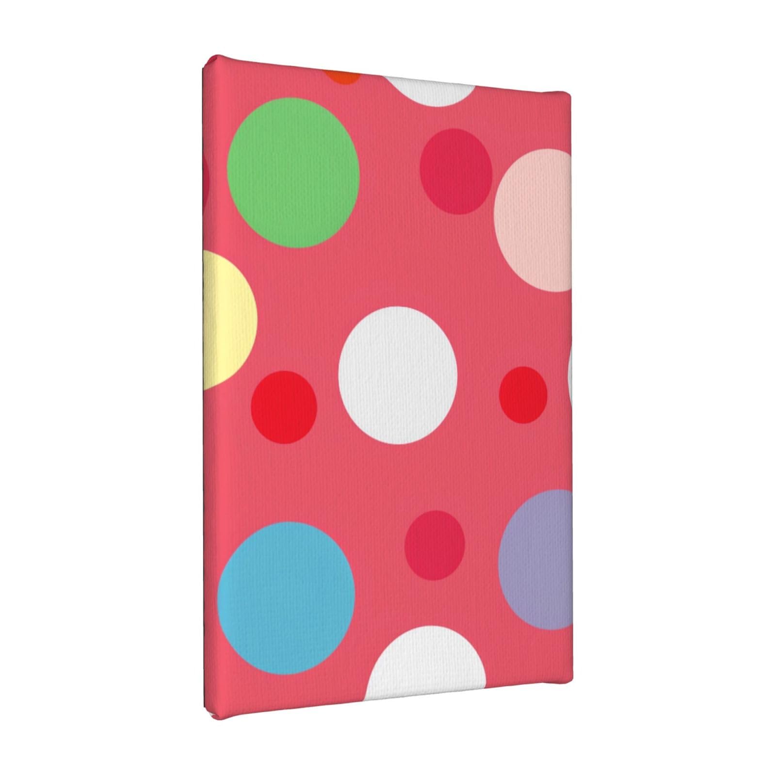 YKLJG Cute Polka Dot Printed Wall Art Canvas Painting 20x30 CM Wooden Framed Picture Painting Artwork Prints for Bedroom Kitchen Home Office Decor