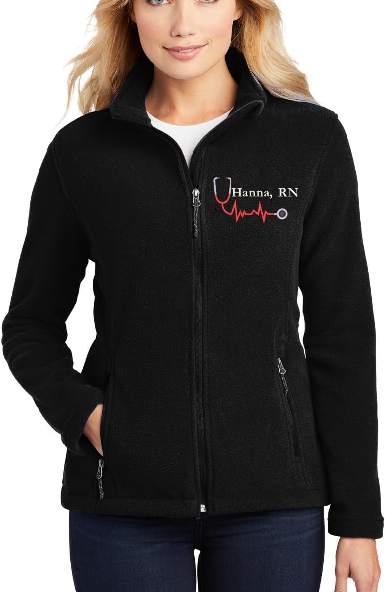 Custom Embroidery Full-Zip Fleece Jackets for women, Low-Pill Midweight with Drawcord Hem for Healthcare workers. - Image 2