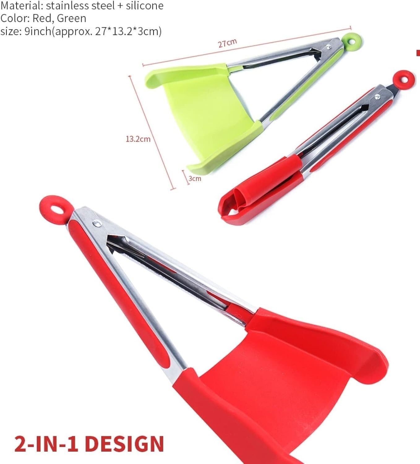 Juego de Utensilios de Cocina, Los Utensilios De Cocina Fijaron 2 En 1 Herramientas 2pcs del Silicón del Marco Resistente Al Calor Antiadherente