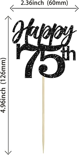 Miniatura 2 de Gyufise 24 adornos para cupcakes con purpurina número 75, setenta y cinco saludos a 75, decoraciones para 75 cumpleaños, boda, aniversario, fiesta,