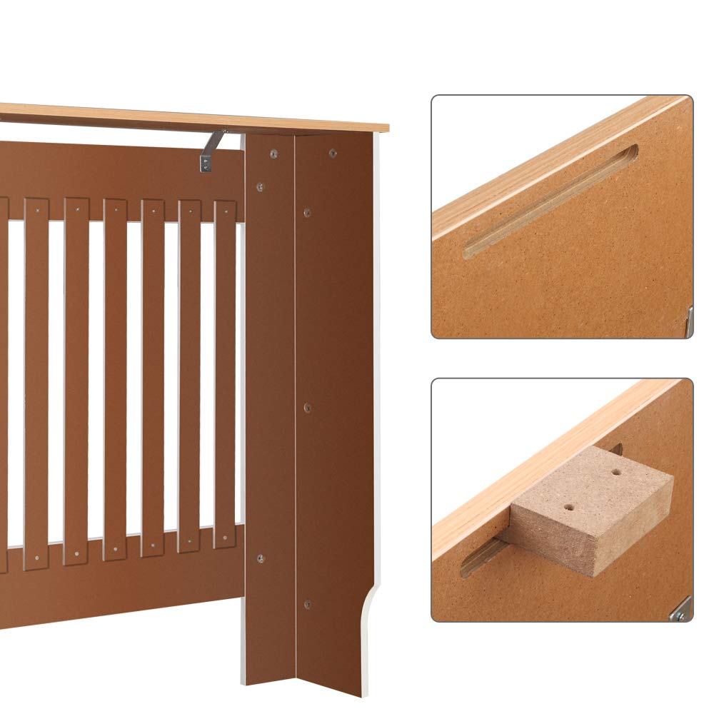LEADZM Heizkörperverkleidung Heizkörperabdeckung Heizungsverkleidung | Heizkörper Radiator Abdeckung Lamellen-Design MDF Weiß (78 x 19 x 81.5CM)