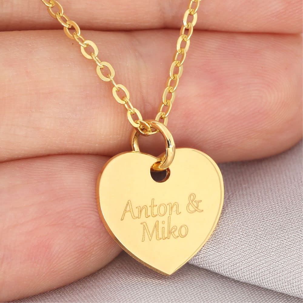 Goldkette mit Herz Anhänger & Gravur Halskette Gold Namen Schmuck Namenskette Herzkette Silberschmuck personalisiert