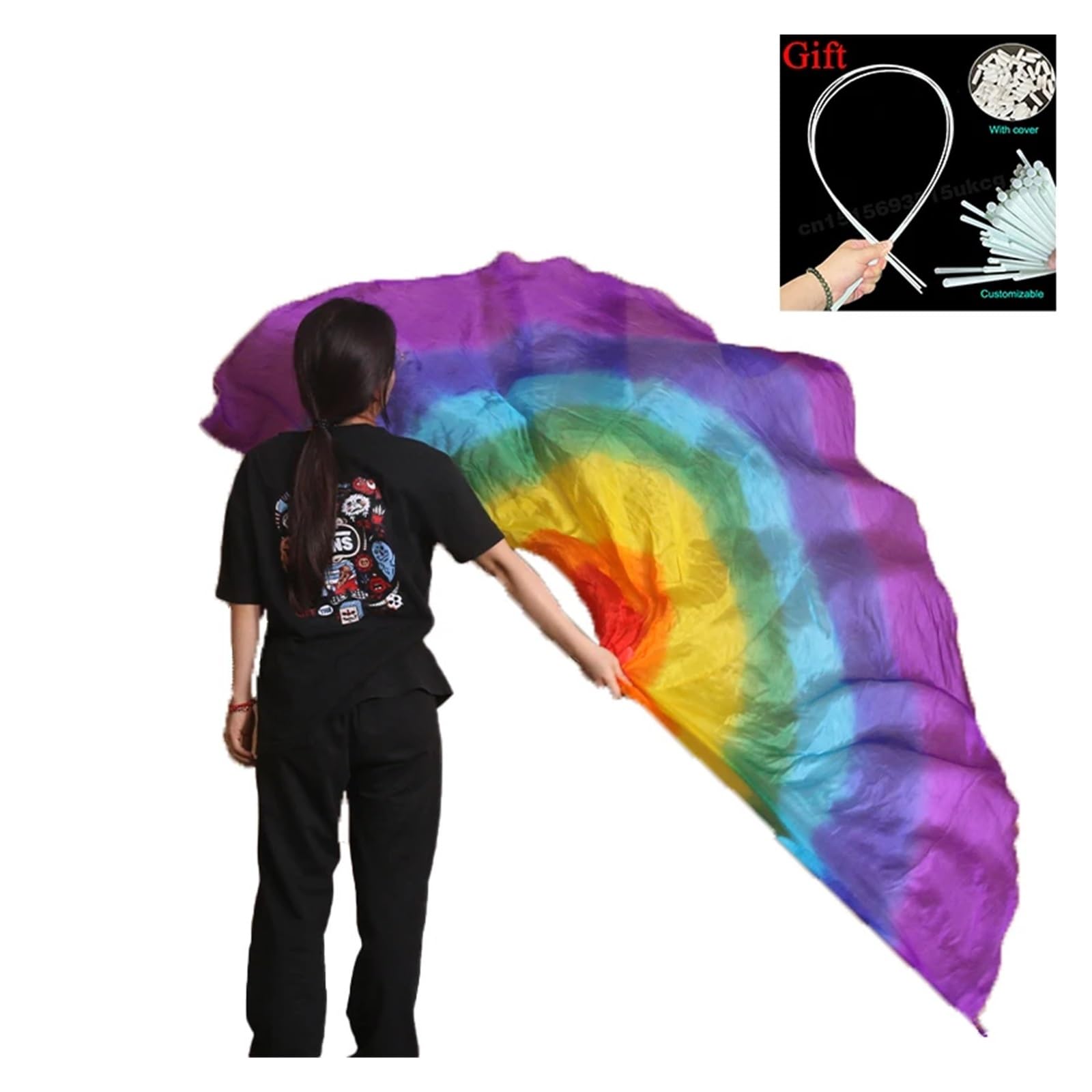 Banderas para el culto, Banderas de Alabanza Danza 140x90cm Palo Telescópico Multicolor