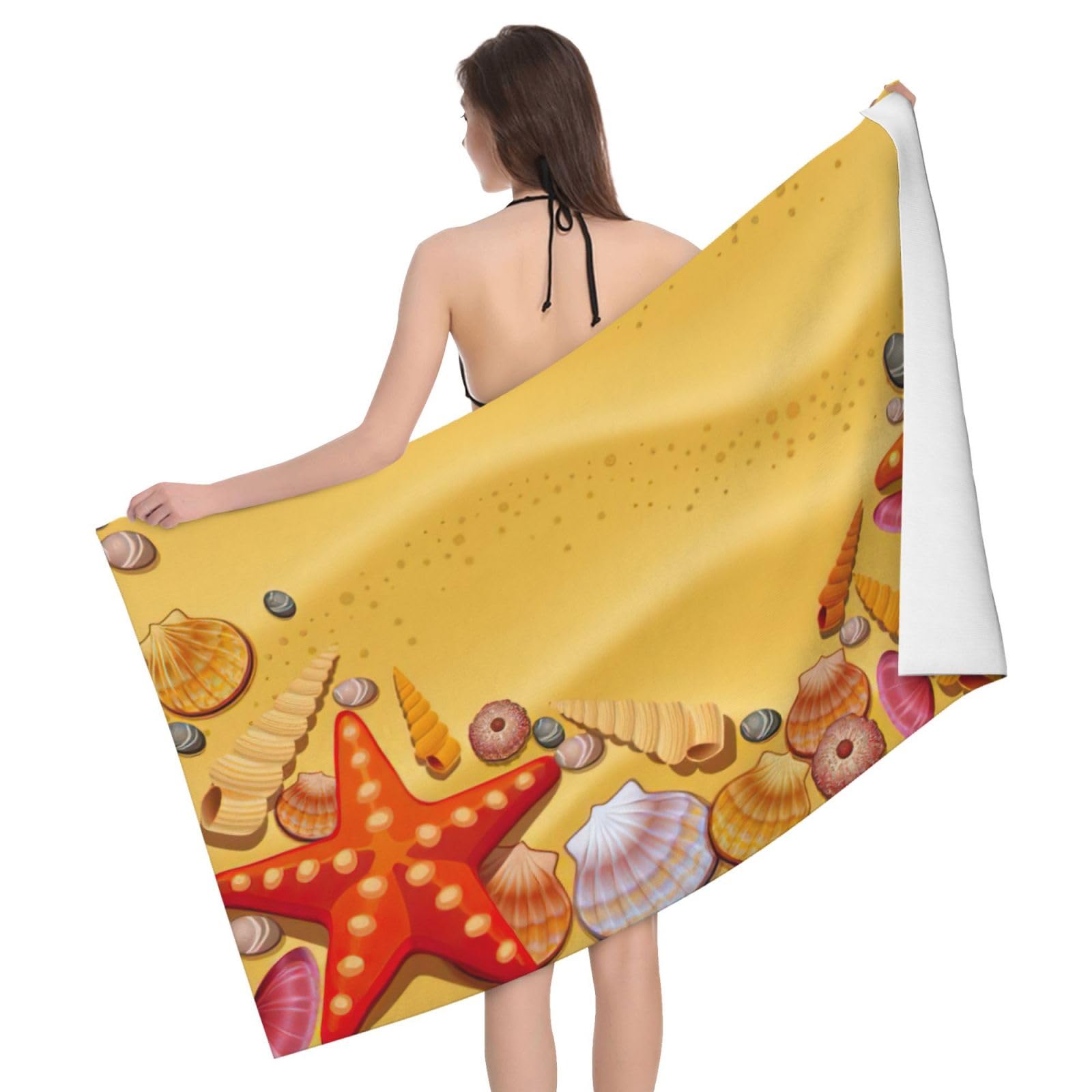 Serviette de bain microfibre ultra douce absorbante 81x132 cm imprimée plage