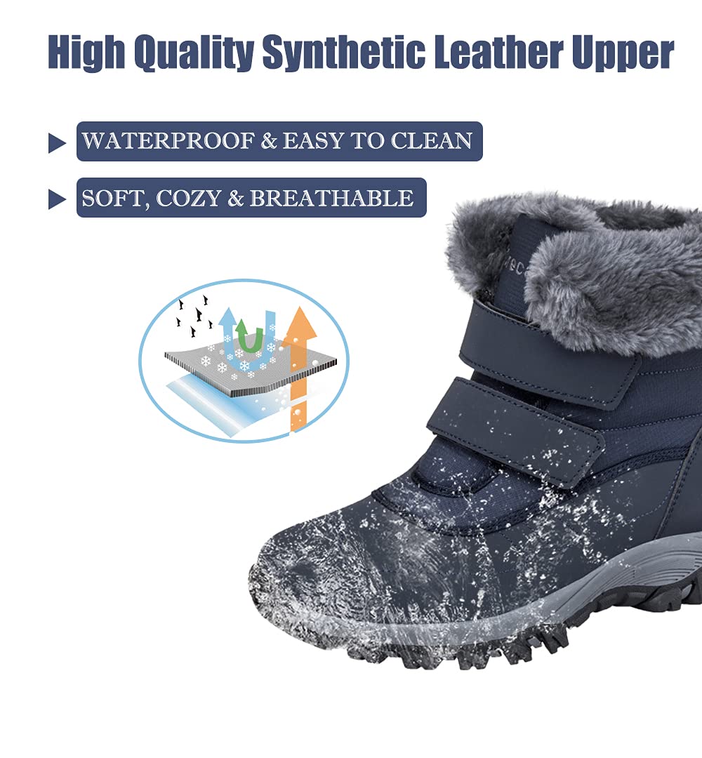 Stivaletti Donna Invernali Scarpe Stivali Neve Pelose Calda Stivali alla Caviglia Boots con Imbottitura Calda Blu 40