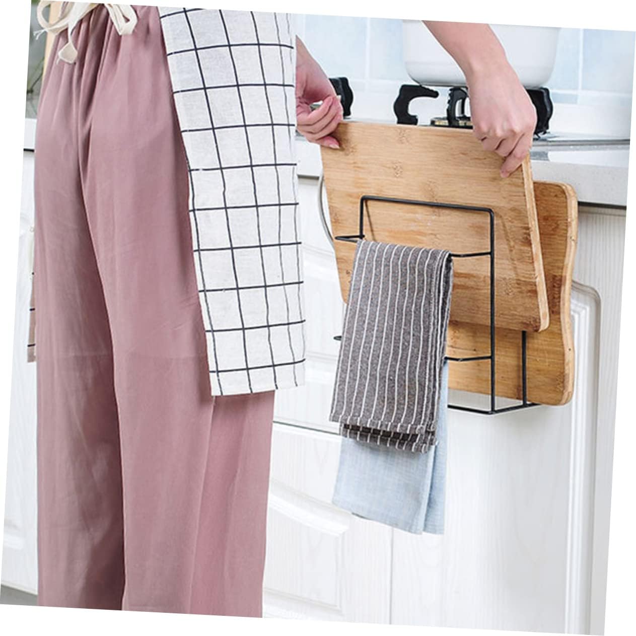 2pcs Double Layer Wall Hanging Chopping Board Rack Kitchen Counter Organizer Wall Mounted Shelves