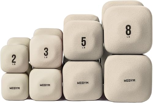WeGym SafeGrip Square Dumbbells with Anti Slip Handles, Aesthetic Free Weights for Home Workouts, Stable Design Prevents Rolling during Floor