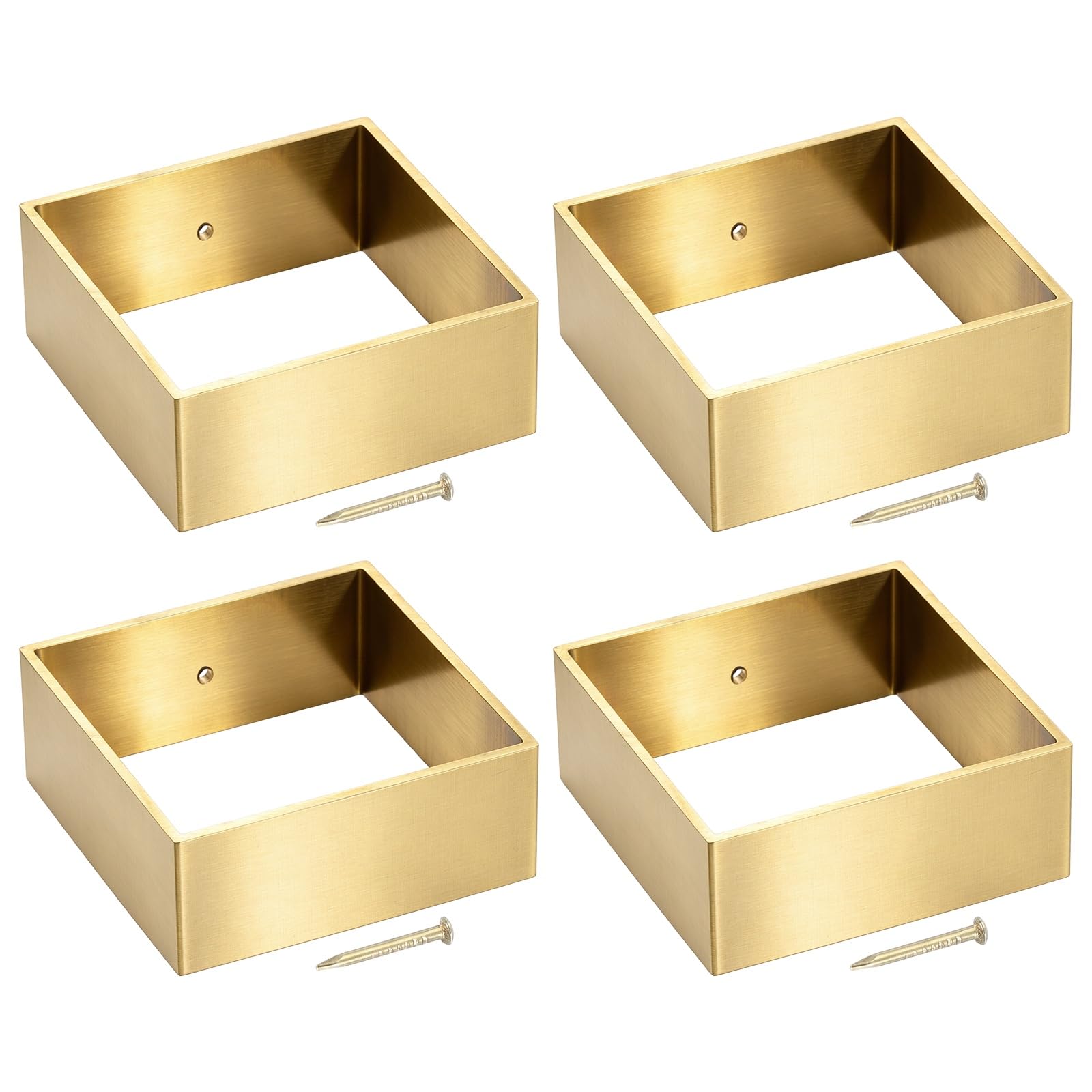 sourcing map 4Pcs Brass Furniture Foot Cover, 47x50x20mm Floor Protector