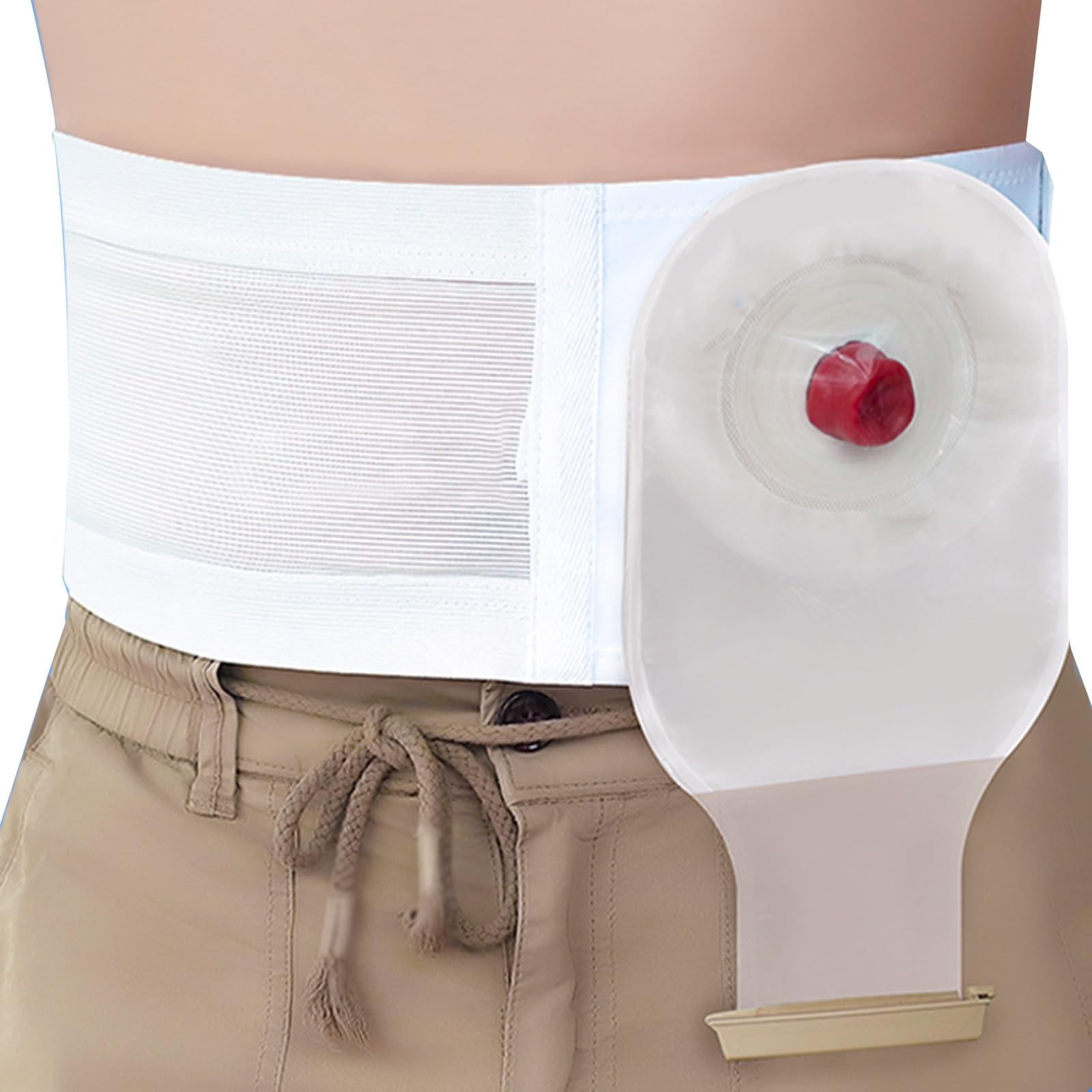 Fascia Addominale Post Operatoria, Fascia Elastica Lombare, Cintura Stoma, con 2 Anelli Centrali di Ricambio, Adatta alle Curve del Corpo, per Stomia Destra o Sinistra(XL)