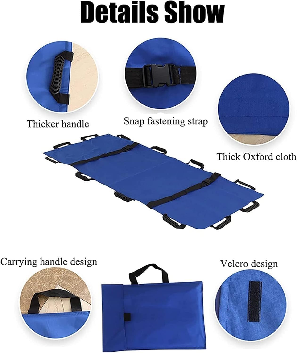 Civière souple étanche avec 12 poignées - Portable et pliable - Pour les lieux de sport à domicile - Positionnement de lit - Civière de transport