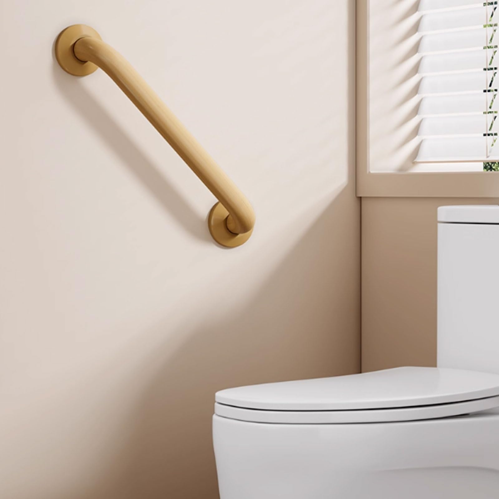 Haltegriffe aus Kunstharz for Badezimmer, barrierefreie Toiletten- und Duschgriffe, Bohrinstallation erforderlich, geeignet for Senioren(Blanc,Medium)