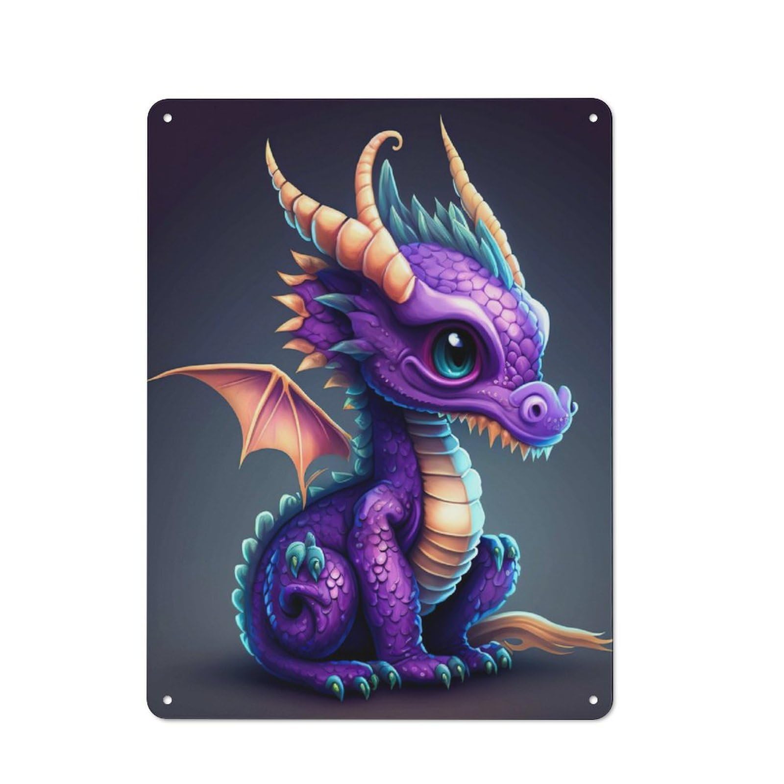 Junmoney Baby Dragon Cute Vintage Tin Sign 40X30cm With For Living Room Or Hallway, For Living Room Decor Lovers