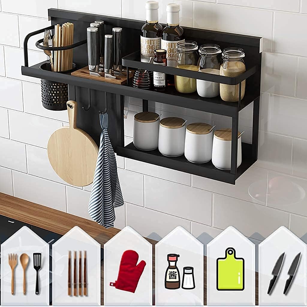 2層スパイスラックオーガナイザー ナイフ器具ホルダーフック付きキッチンウォールマウント調味料ジャー収納棚 缶ボトルの落下を防ぐためのより高いレール 色 黒 調味料 スパイスラック 色 Rose Gold Enviroscapesplus Com 2層スパイスラックオーガナイザー ナイフ器具ホルダーフック付きキッチンウォールマウント調味料ジャー収納棚 缶ボトルの落下を防ぐためのより高いレール 色 黒 調味料 スパイスラック 色 Rose Gold Enviroscapesplus Com