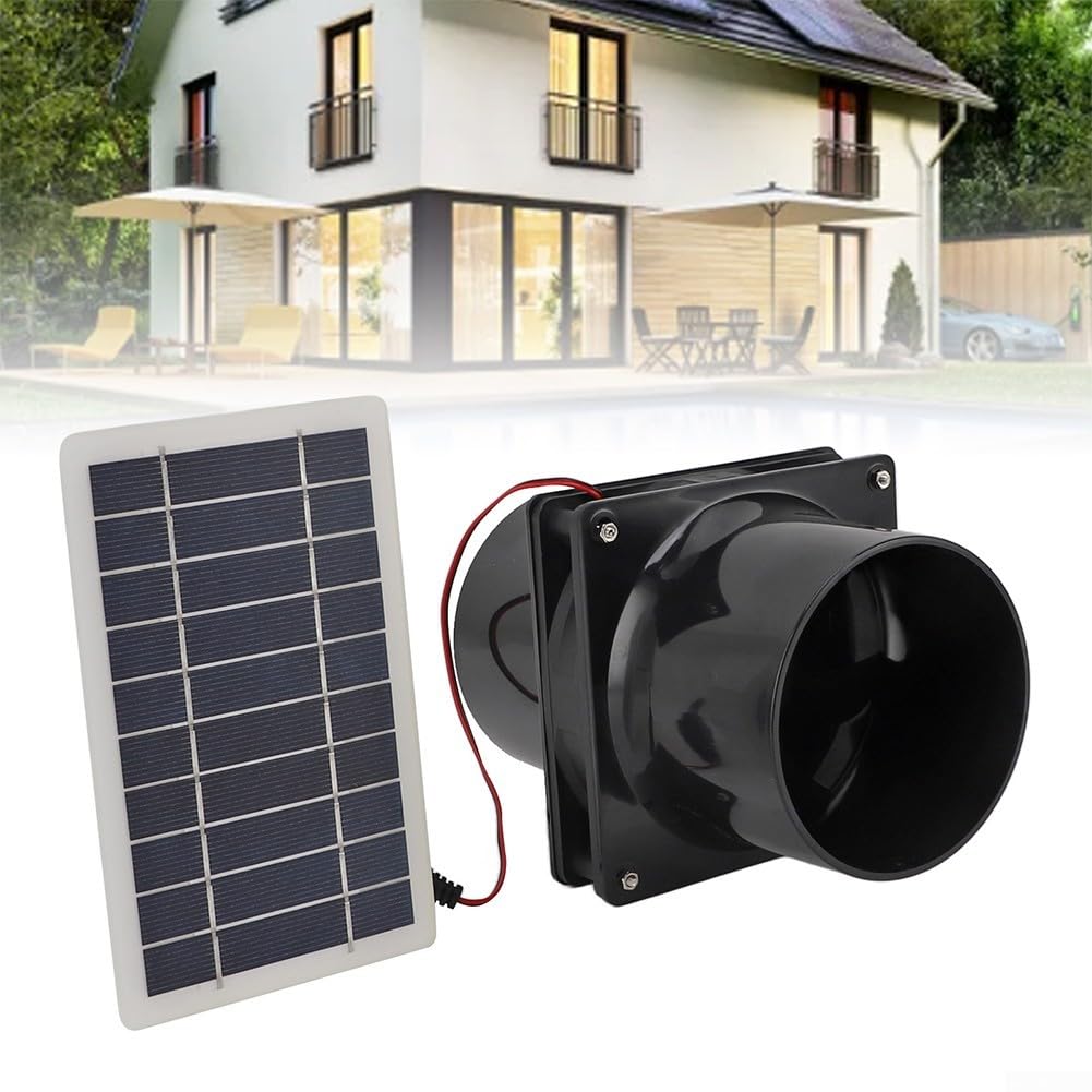 GLOBALHUT Ventilateur D'extraction À Énergie, Kit De Ventilateur De Panneau Solaire, Ventilateur Extracteur D'air Silencieux, Pour Les Maisons, Poulaillers, Camping-cars Et Serres