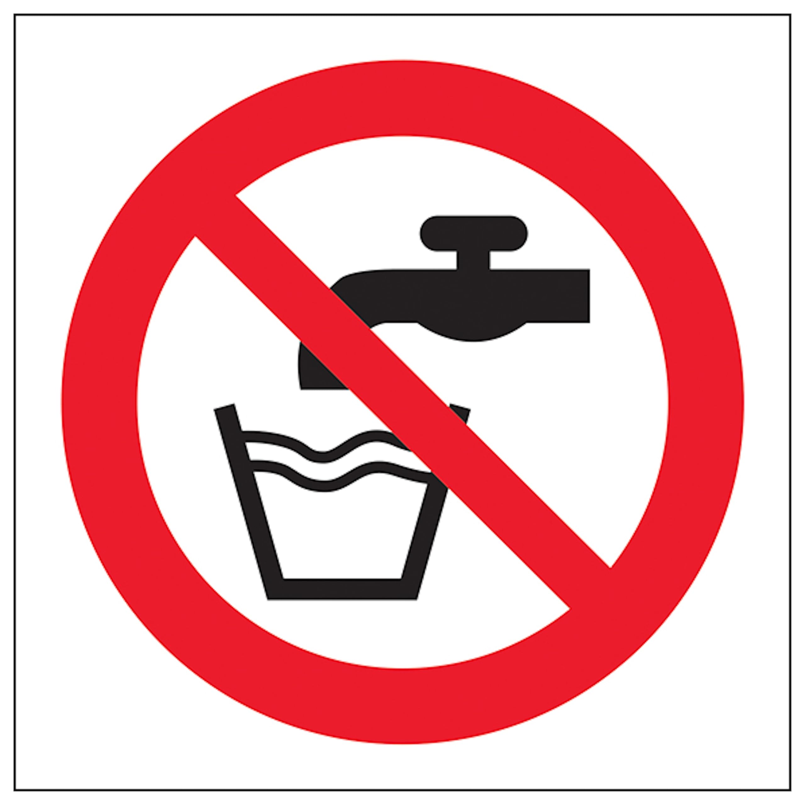 V Safety Not Drinking Water Symbol 100 x 100 mm - Self Adhesive Vinyl - Aluminium Effect Safety Sign