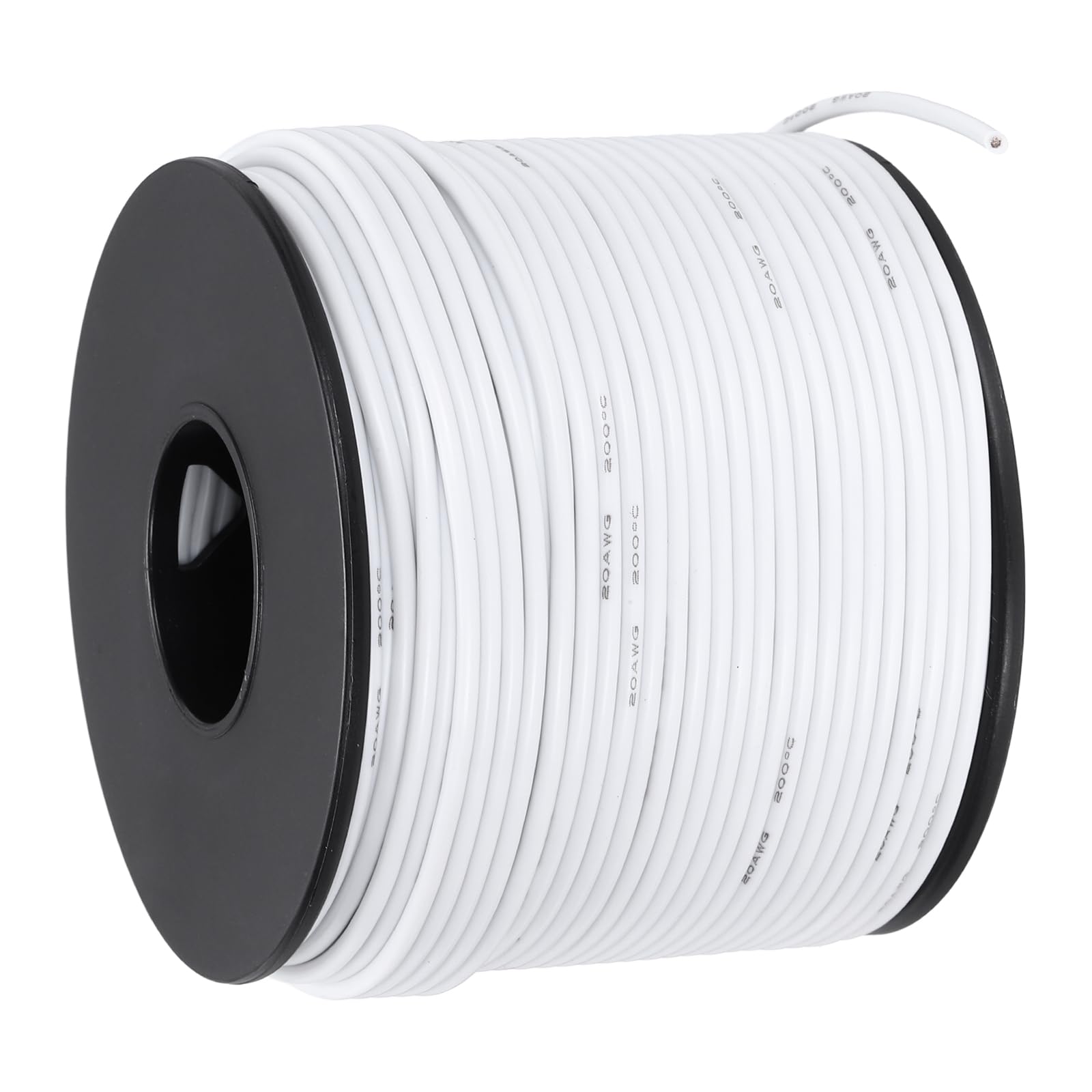 sourcing map 20 AWG Flexible Silicone Wire 61m/200ft, 20 Gauge Tinned Copper Electrical Stranded Wire 200 Celsius/392 Fahrenheit High Temperature Hookup Spool for DIY Model Wiring, White