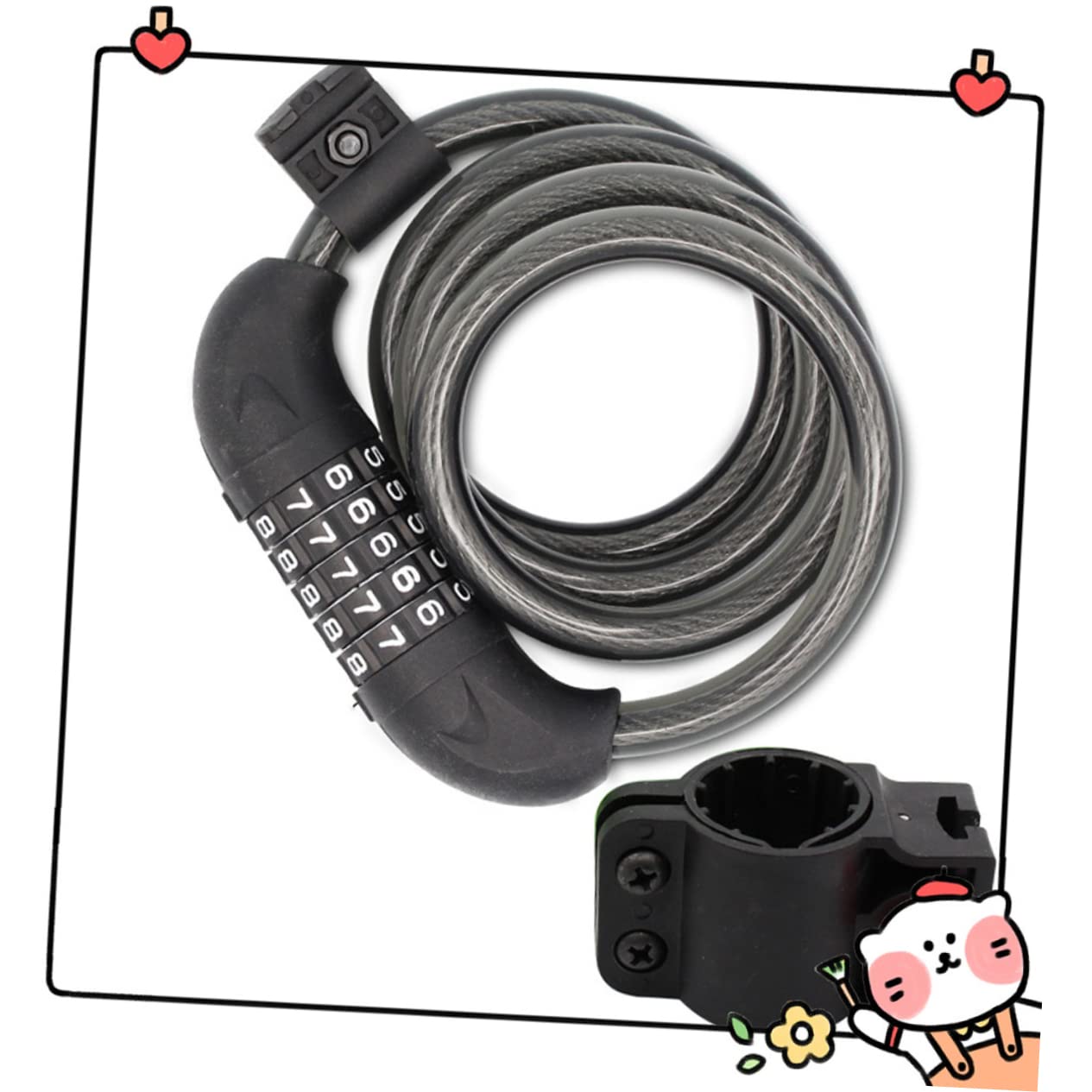 HOLIDYOYO 1Pc Combination Spiral Lock High Security Steel Wire Bike Cable Lock Theft Versatile Use for Bicycles and Tools Durable Design Easy to Operate Black Random Color