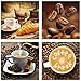 Produktbild Artland Glasbilder Wandbild Glas Bild Set 4 teilig je 30x30 cm Quadratisch Kaffee Cafe Coffee Kaffeetasse Croissant Kaffeebohnen Frühstück S6BS
