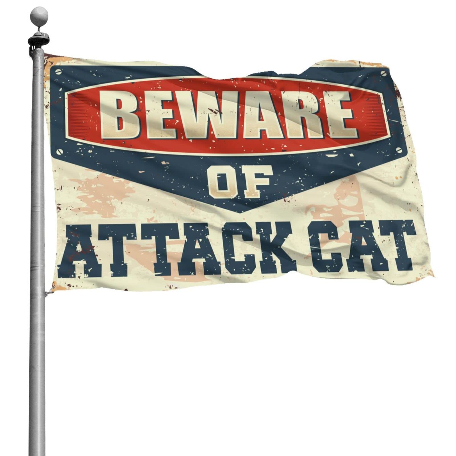 Drapeau muraux homme inscription humoristique Beware of Attack Cat Flag 152x244