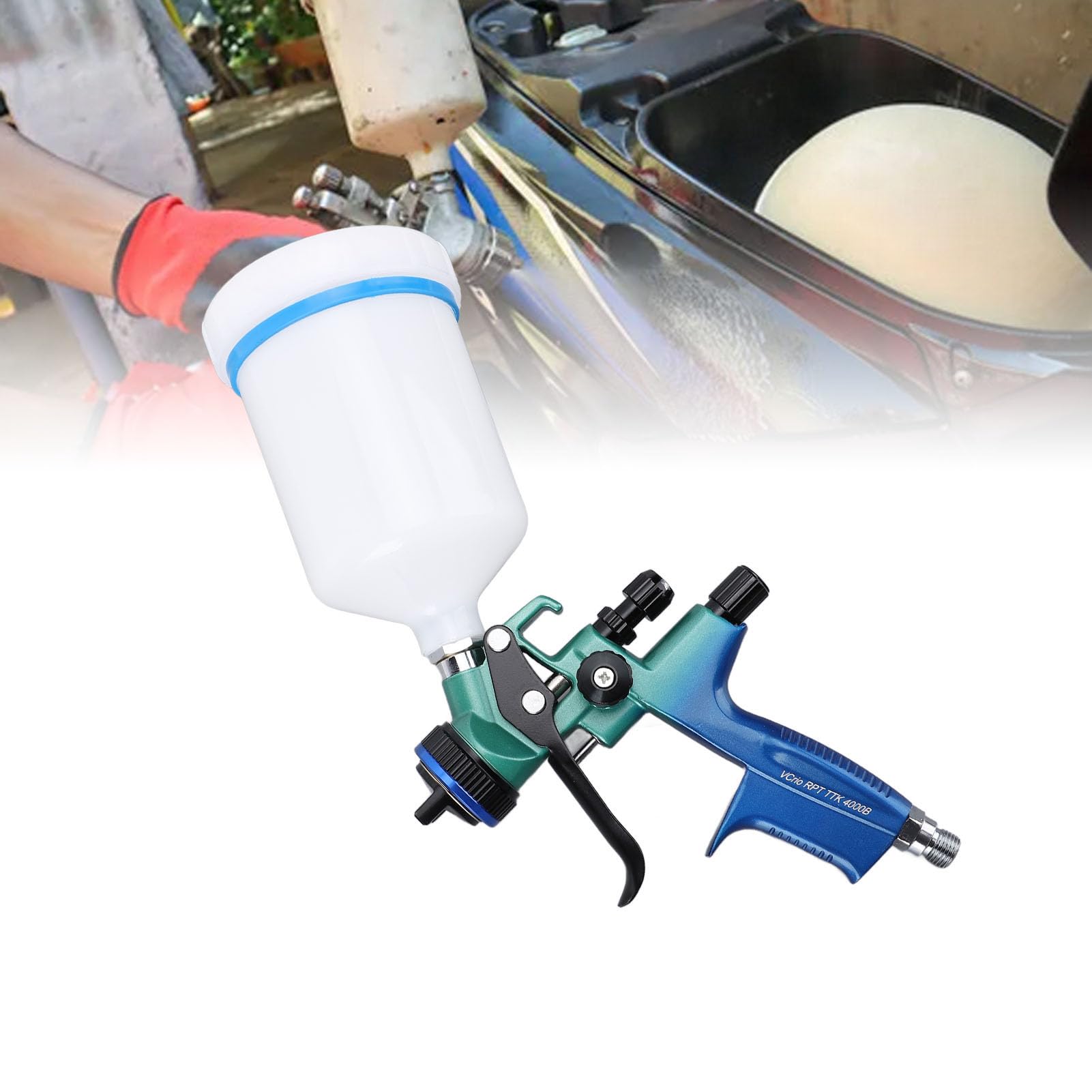 Opryskiwacz Farby w Sprayu HVLP, Pistolet do Malowania w Sprayu z dyszą 1,3 Mm i 600 Ml Filiżanki, Opryskiwacz z Pistoletu Samochodowego, Zestaw Pistoletu z Lakieru Powietrza do
