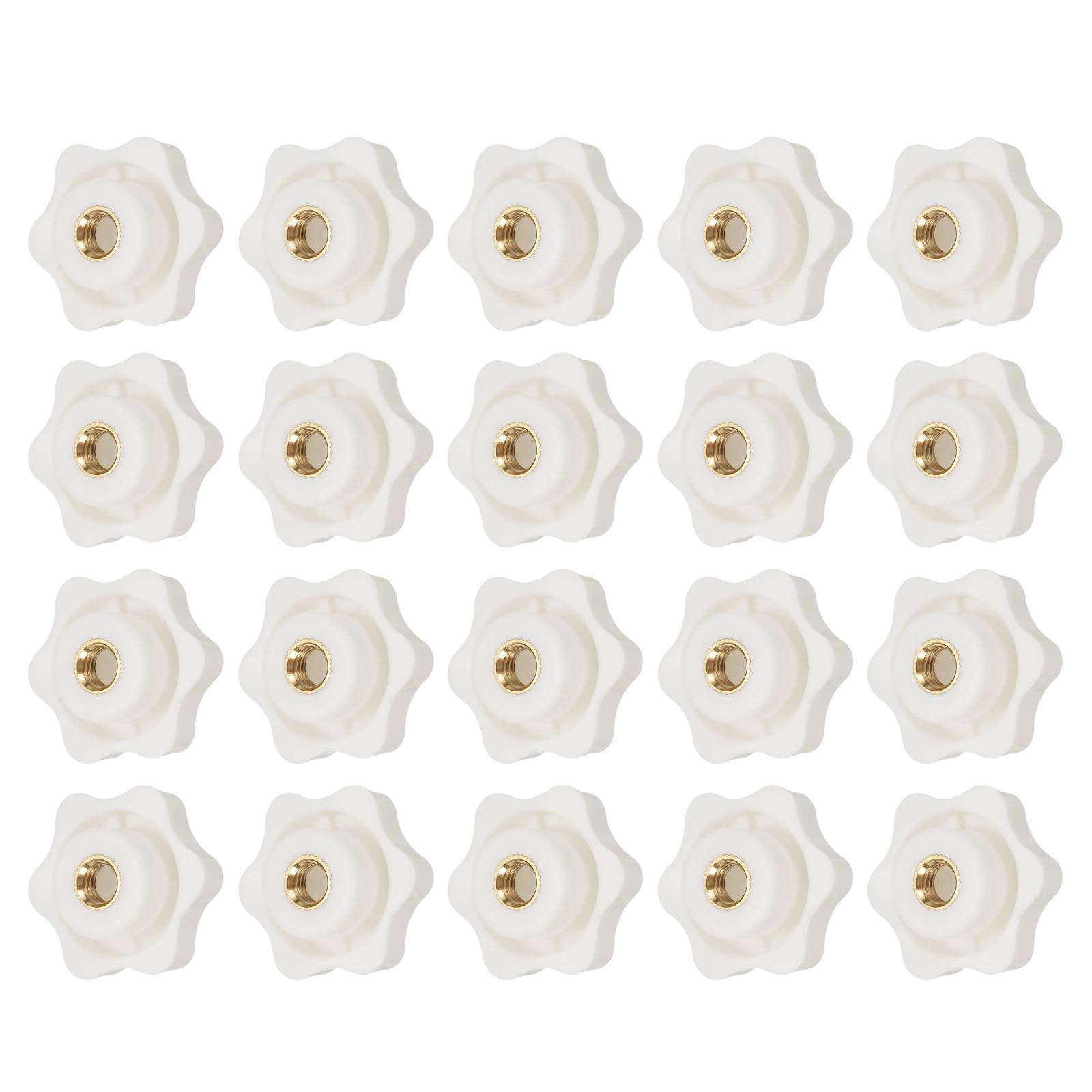 YELARXI Clamping Nuts Knob Plastic Screw-On Brass Star Knobs Knurled M8 Female Threaded Hexagon Head