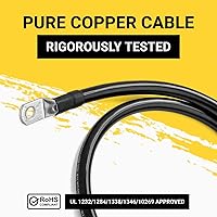 Vista 5 de Spartan Power - Cable de batería negro de 9 pulgadas 2/0 AWG 3/8 pulgadas M10 fabricado en EE. UU