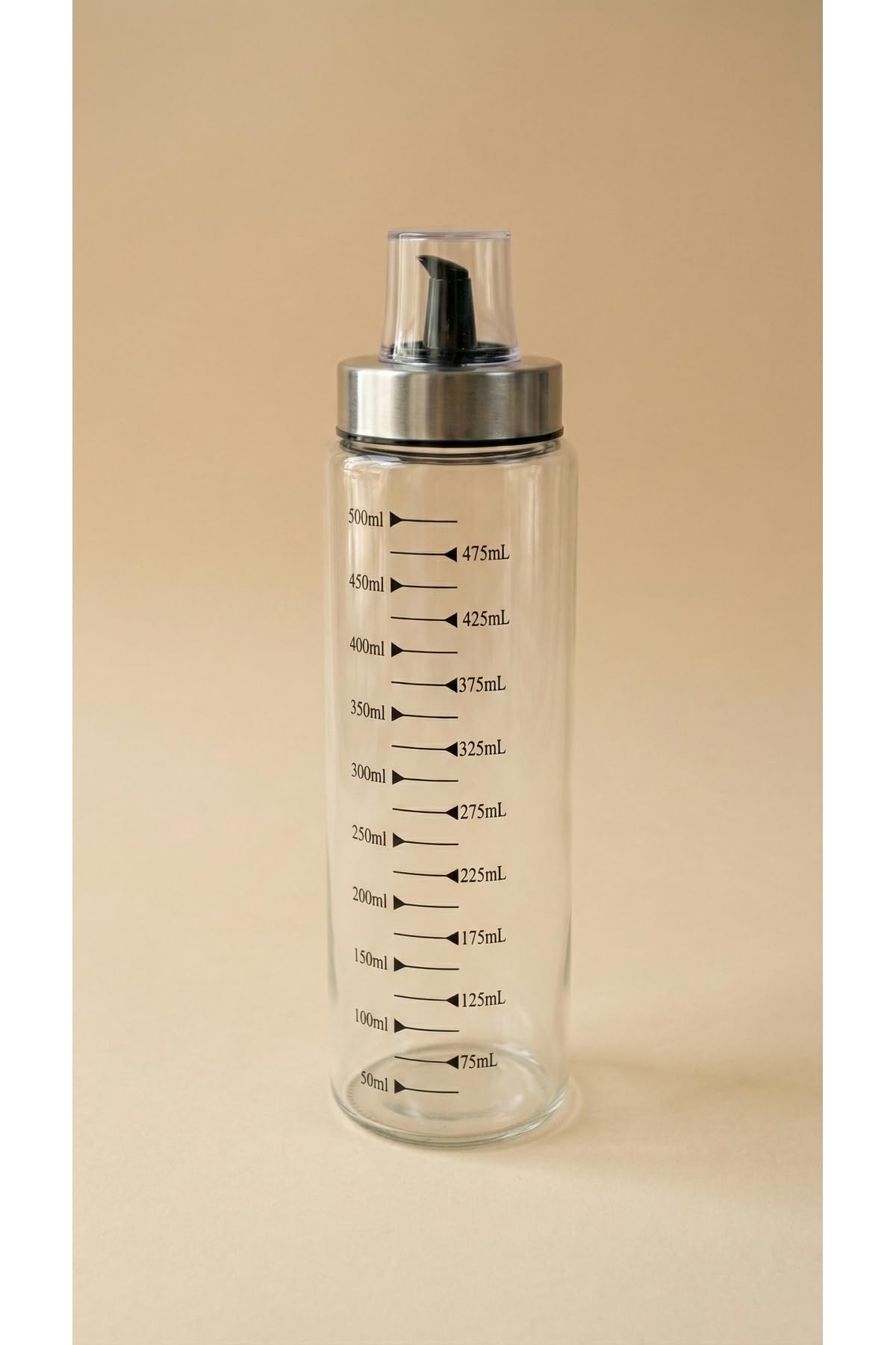 leelaHOME Metal Kapaklı Ölçülü Yağdanlık, Cam, Şeffaf, 550 ML