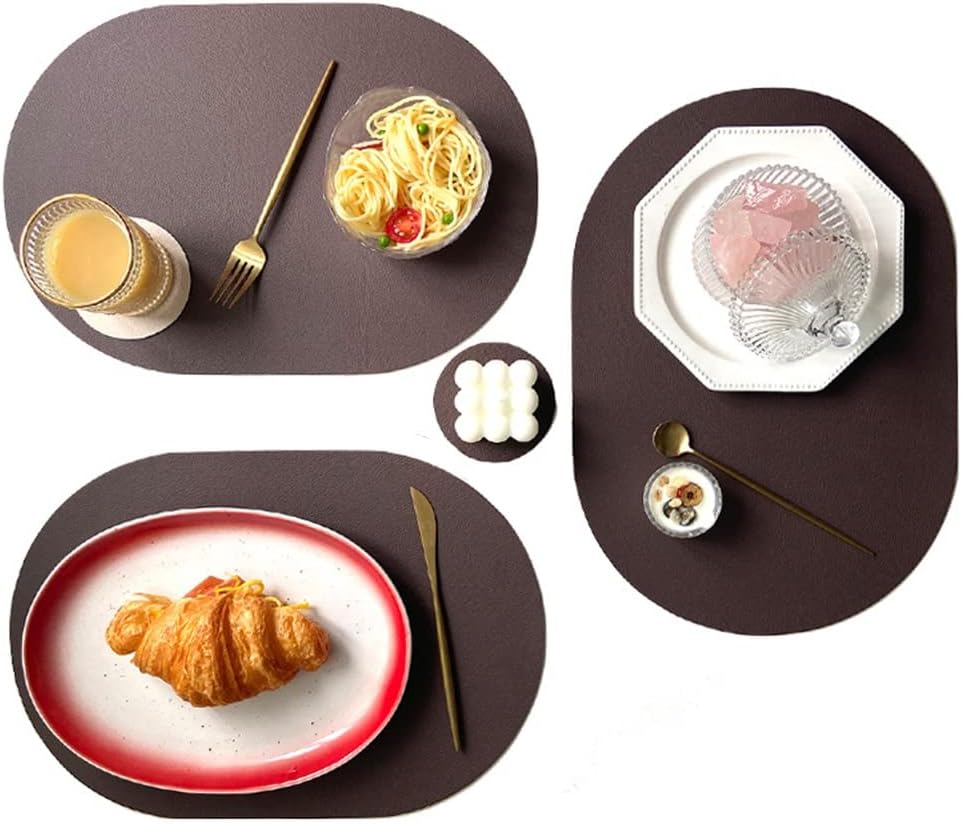 Oval Leather Placemats Pu Western Placemats Home Ins Table Mats Insulated Placemats(C)