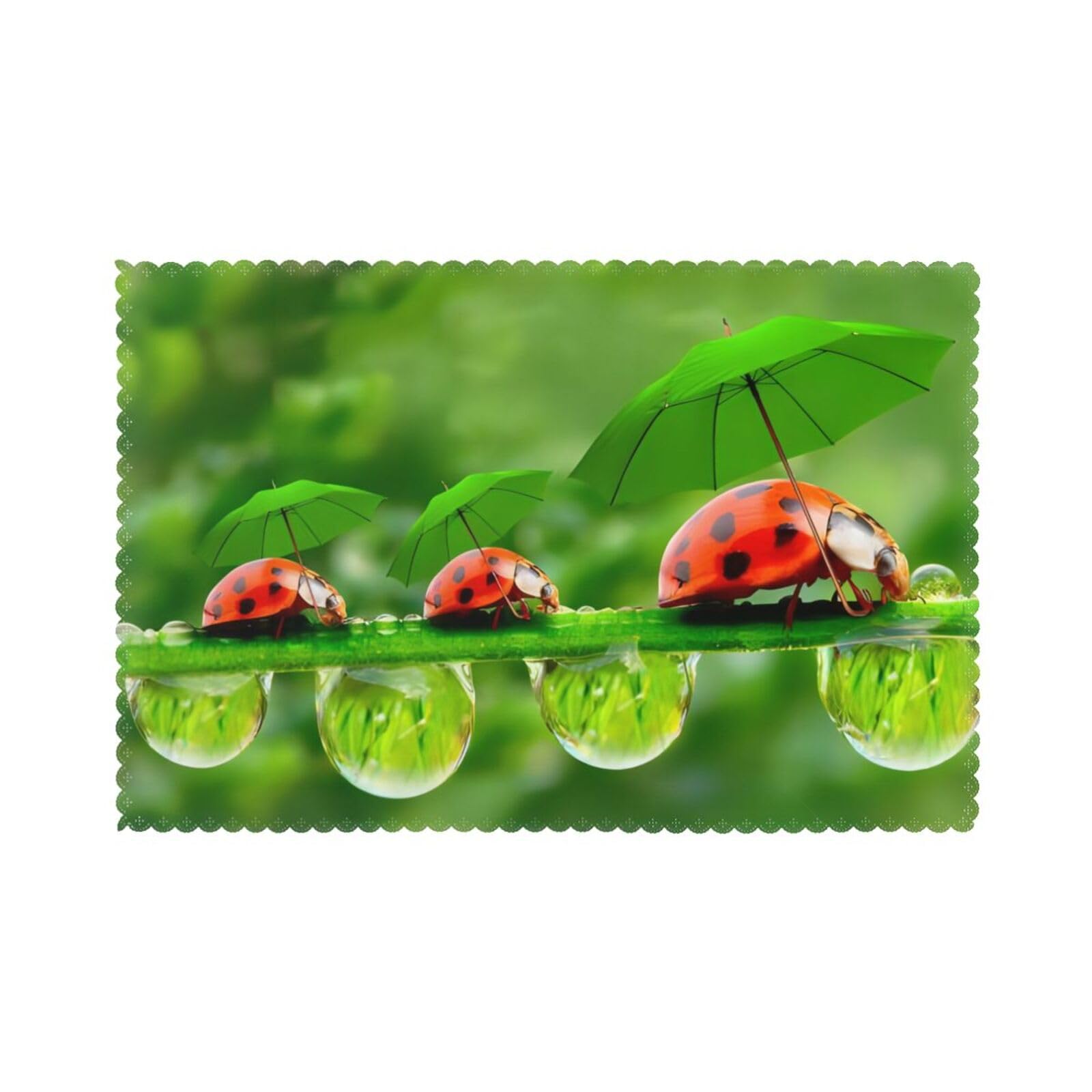 Funny Ladybug Printed table mat set (6 pieces) - Aesthetic upgrade for family gatherings and hotel banquets