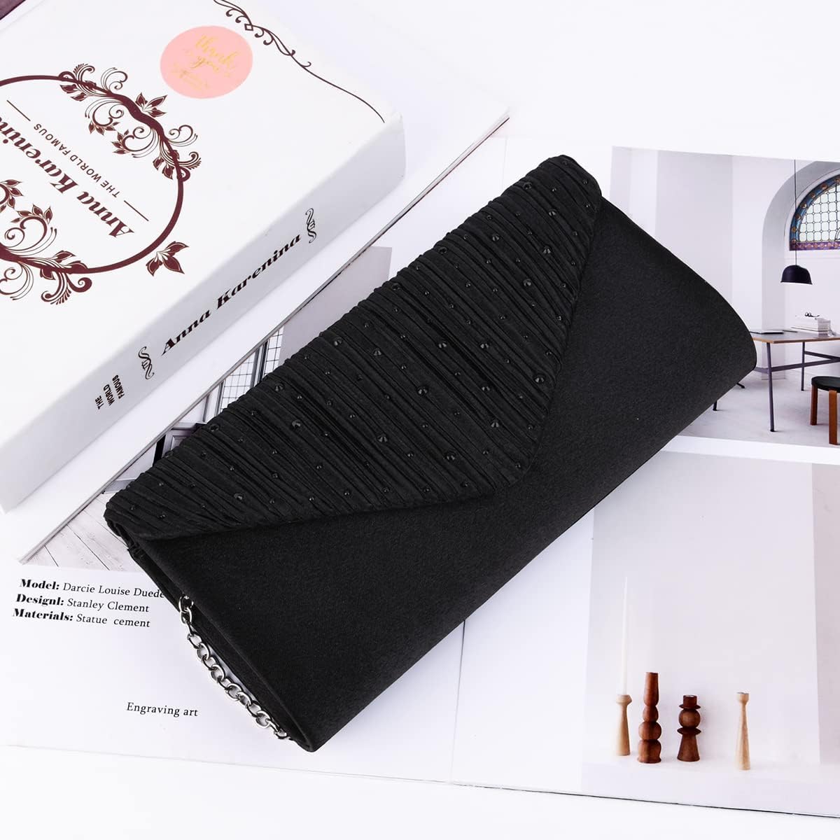 OSDUE Clutch Purses For Women, Satin Envelope Evening Purse, Formal Party Clutches With Detachable Chain Strap, Stylish Crossbody Shoulder Clutch Bag Wedding Purses Cocktail Prom Handbags - Image 2