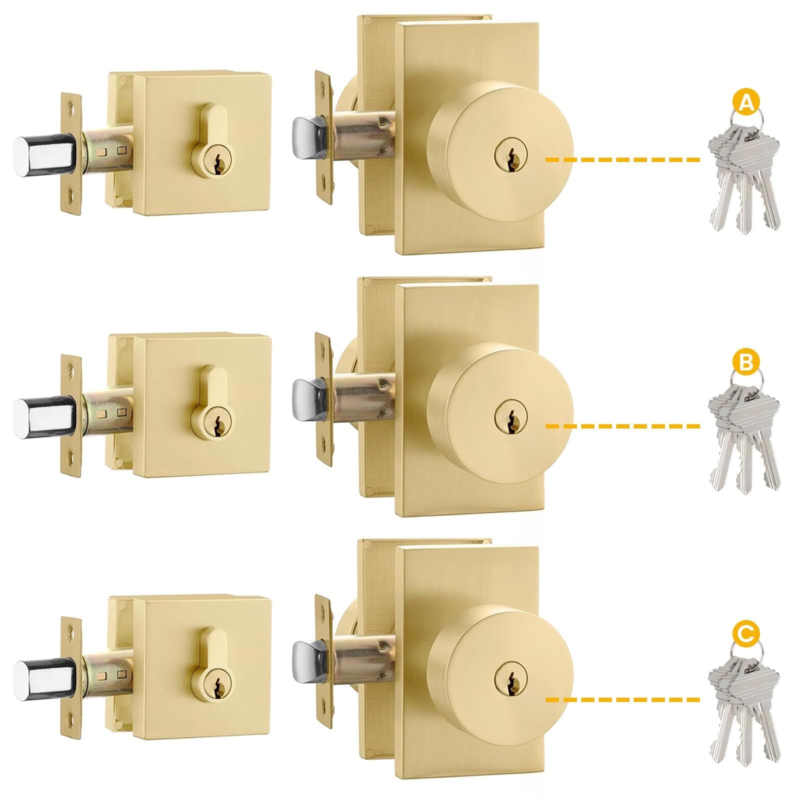 Gold Interior Door Knobs - Privacy & Security -12