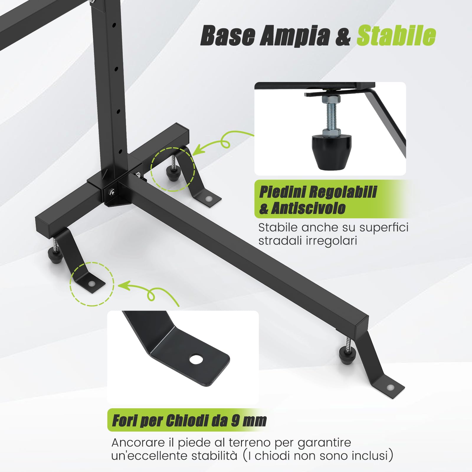 COSTWAY Porta-Kayak Autoportante, Rastrelliera per Kayak con Base Larga, Piedi Regolabili e Coperture Imbottite, Scaffale autoportante per Canoa per SUP e Canoe, Portata 80 kg