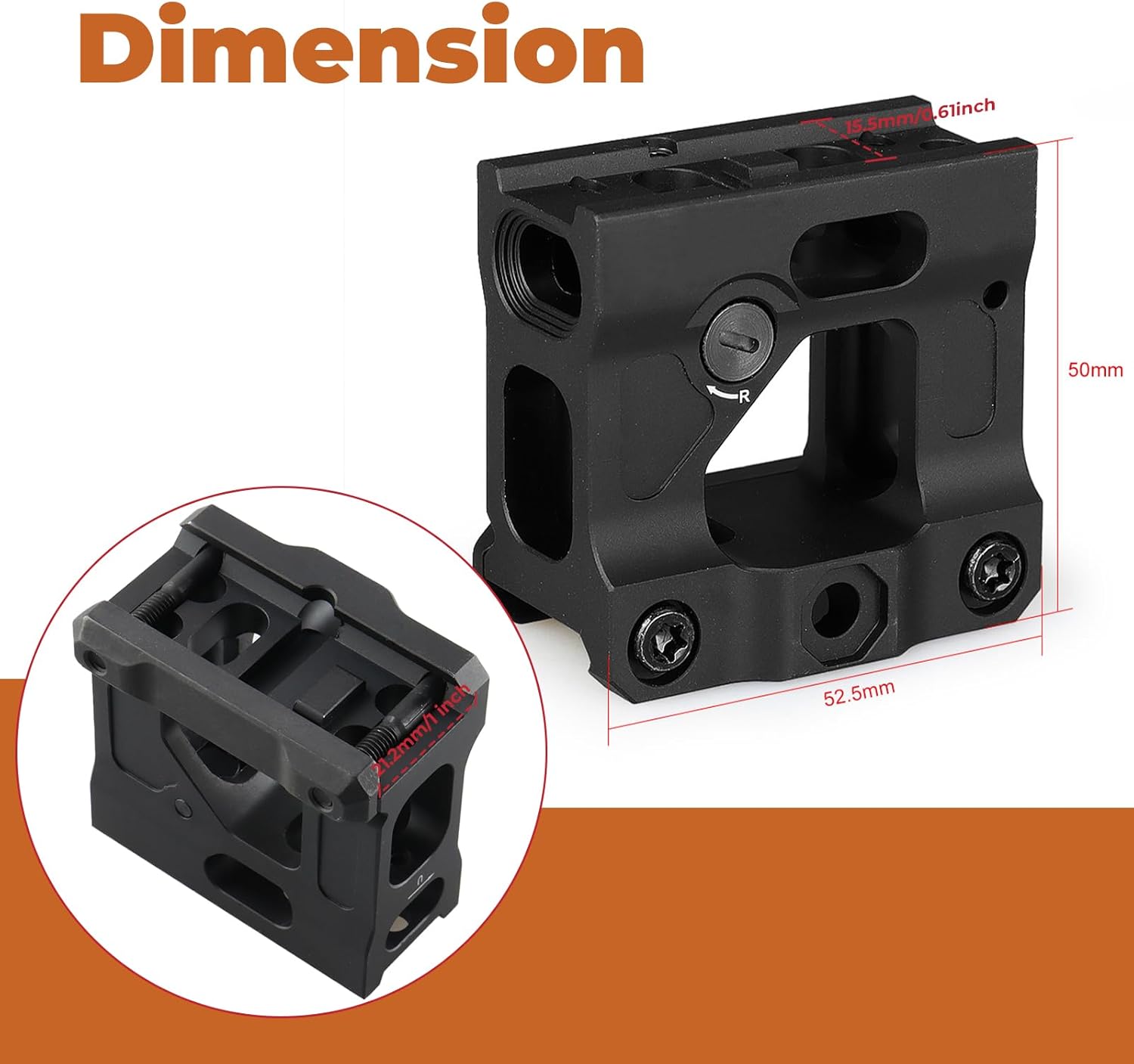 Metal Fast Micro Mount red dot Riser Mount 21.2 mm for H-1, H-2, T-1, T-2, CompM5
