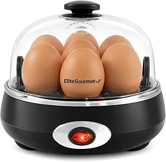 EGC007CHC# Rapid Egg Cooker, 7 Easy-To-Peel, Hard, Medium, Soft Boiled Eggs, Poacher, Omelet Maker, Auto Shut-Off, Alarm, 16-Recipe Booklet, Charcoal Grey