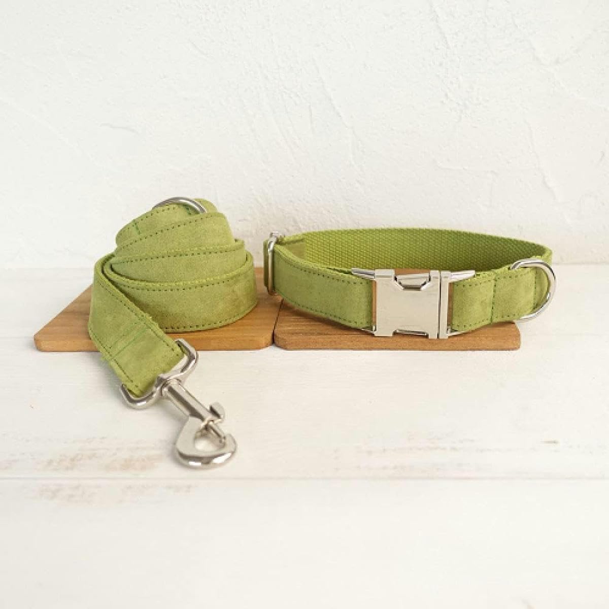 Hundehalsband Poly Satin und Nylon Gelb Grün und Braun 5 Größen Hundehalsband und Leine,Hundeleine,S-Hundehalsband Leine Set-XL