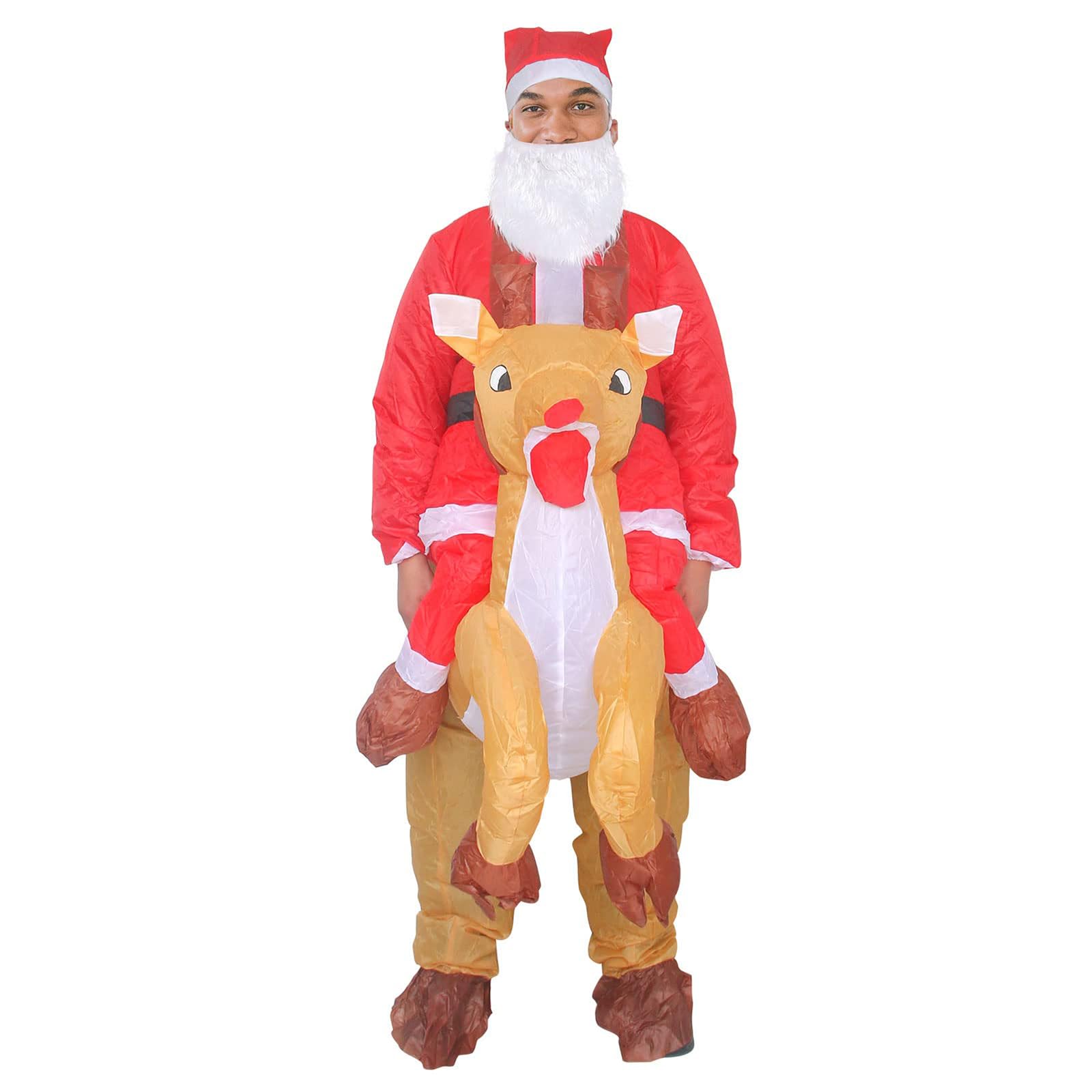 Arokibui Inflatable Reindeer Costume Blow up Santa Claus Costume Elk Deer Suit Cosplay Party Halloween Christmas Xmas Parade Carnival Suit - Image 3