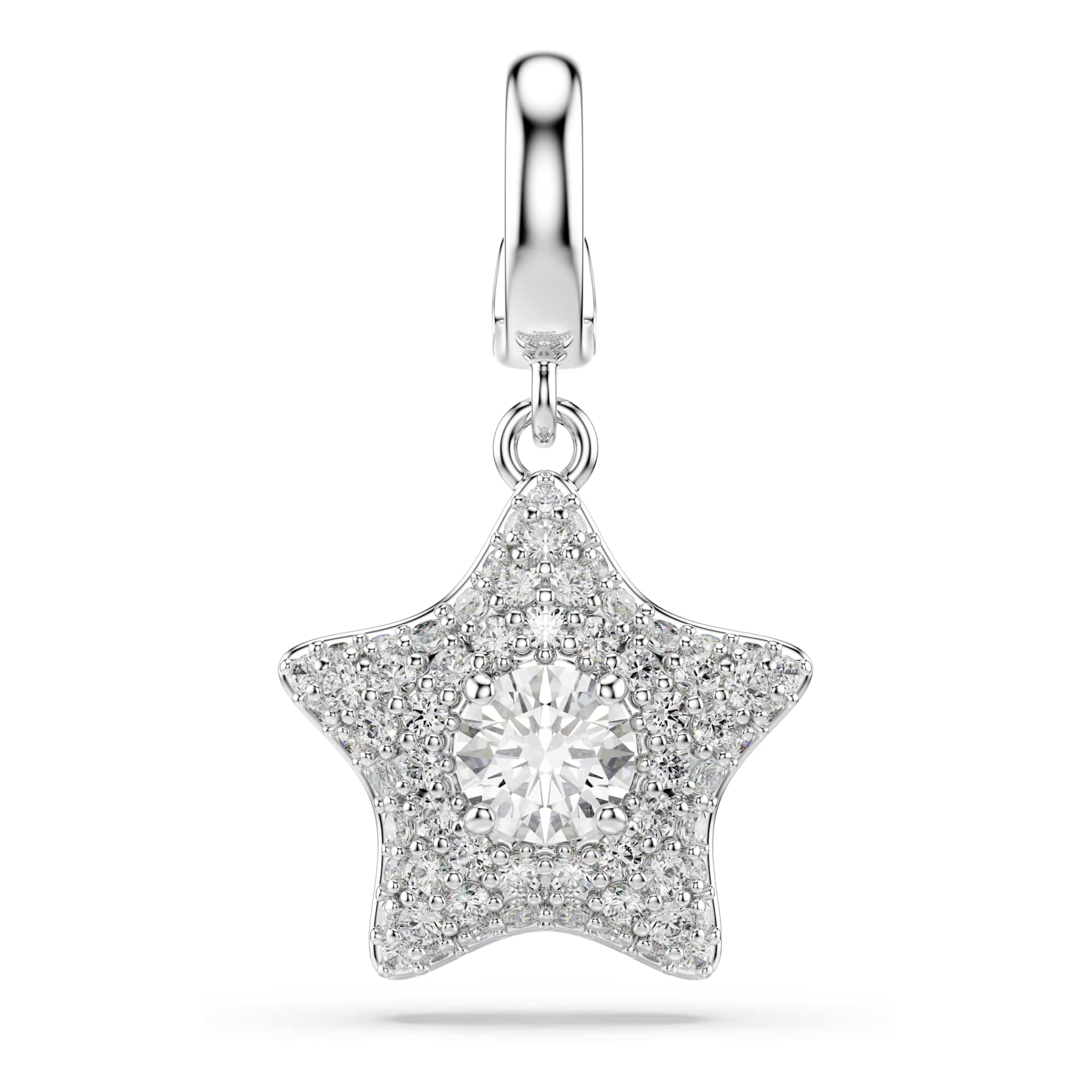Swarovski Sublima Charm, Round Cut, Star, White, Rhodium Plated