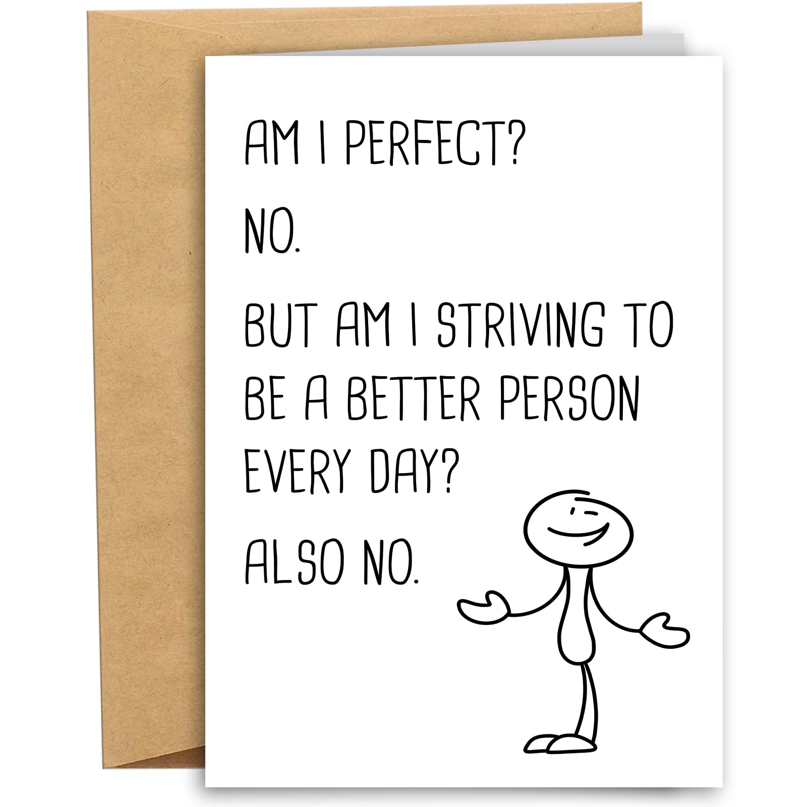 RYYike Funny Perfection Sympathy Card for Friend, Gen-Z Quote Friendship Card for Men Women, Naughty Birthday Cards Gift for Sister Brother Coworker,