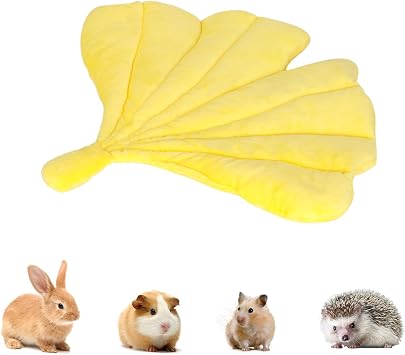 Rabbit Bed Rabbit Pad All-Season Soft Leaf-Shaped Small Pet Bed - Comfortable Breathable Guinea Pig Pad for Guinea Pigs, Rabbits, Chinchillas, Ferrets, Hedgehogs Yellow Ginkgo Leaf