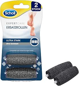 Scholl Expert care Wet & Dry Ersatzrollen Ultra Stark – Nachfüller für die elektrischen Hornhautentferner von Scholl – Mit Diamantpartikeln – 2 Rollen, Grau, 2 Stück (1er Pack)