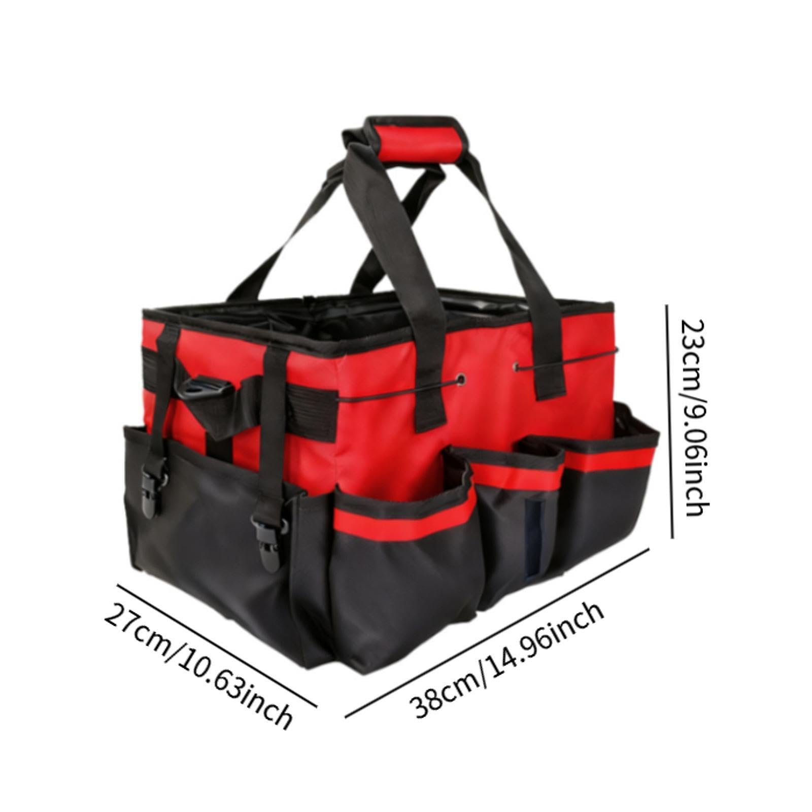 Reinigungstasche Organizer Arbeitsbeutel Tragetasche Werkzeughalter Polyester für Reinigung Haushalt Küche Bad Innenraum Garten, Rot