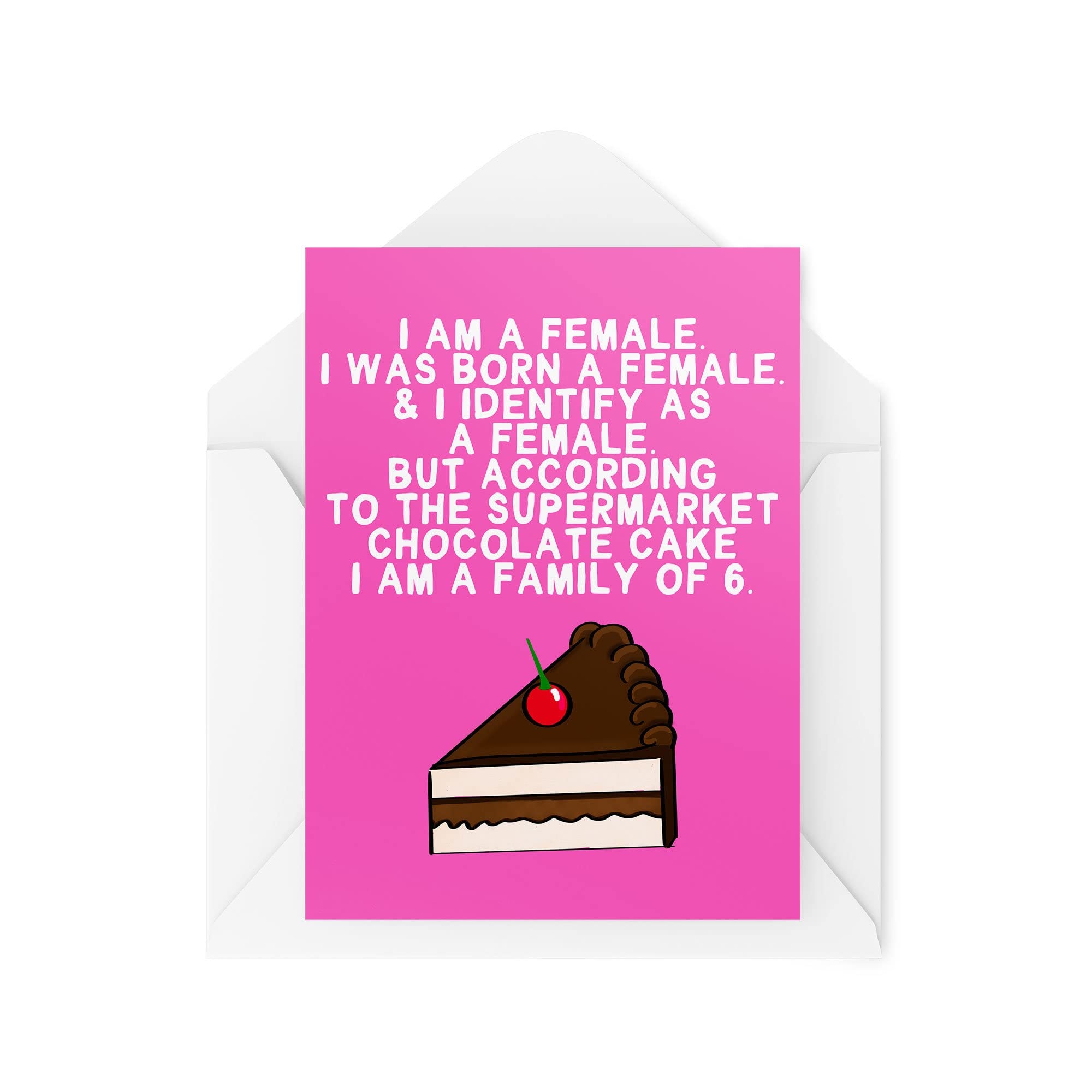 Tongue in Peach Novelty Greeting Cards | I Am A Female Was Born | Birthday Sister Mum Girlfriend Wife Banter Joke | CBH1319, TIP_CARD_CBH1319, White, A5