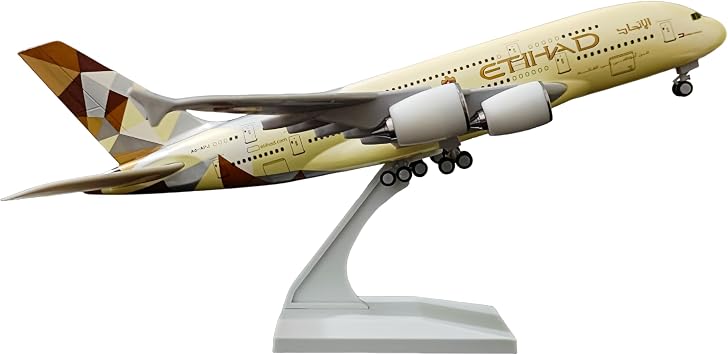 1/200 Scale Model Airplane Model Diecast Airplanes Etihad A380 Display Airplane for Office/Home Decor Resin Plane Model of 12 inch